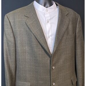 JOS A BANK Blazer 46R Brown Alpaca Wool Glen Plaid Signature Sport Coat Jacket